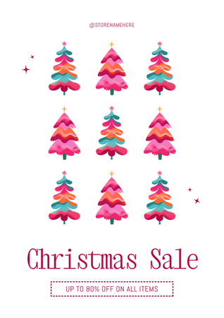 Christmas Sale Offer With Colorful Stylish Trees Poster – шаблон для дизайну