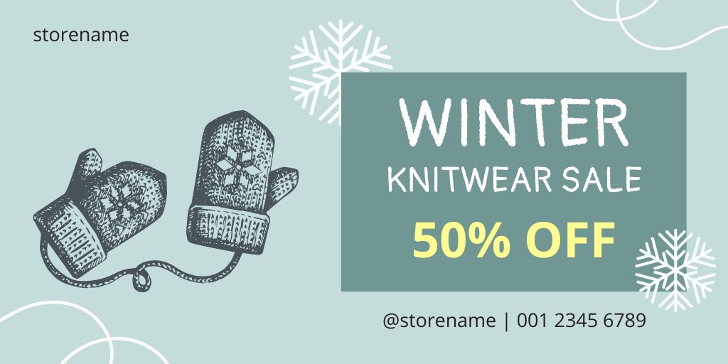 Ontwerpsjabloon van Twitter van Knitwear Winter Sale Announcement