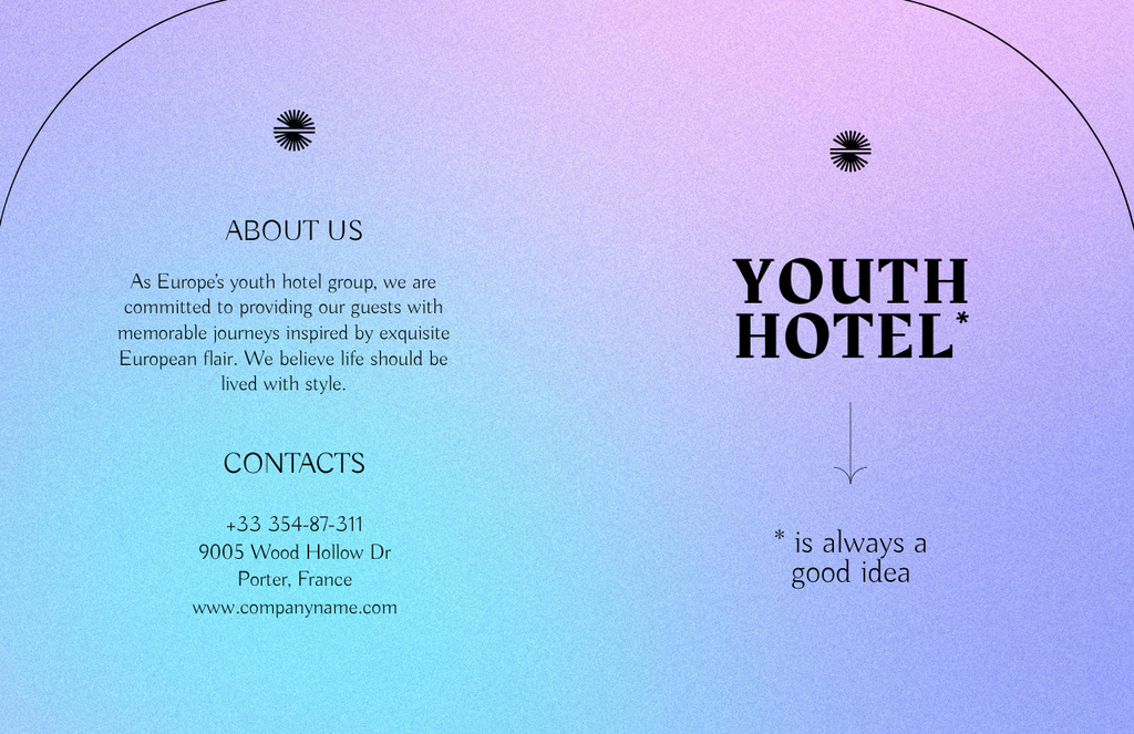 Youth Hotel Promo on Gradient Brochure 11x17in Bi-fold Modelo de Design