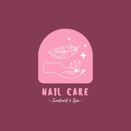 Ontwerpsjabloon van Logo van Elegant Salon Services for Nails With Feather