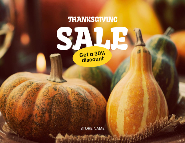 Designvorlage Seasonal Pumpkins Sale Offer On Thanksgiving für Flyer 8.5x11in Horizontal