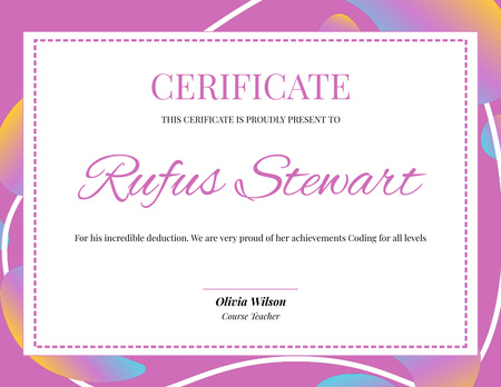 Appreciation for Coding Achievements Certificate Design Template
