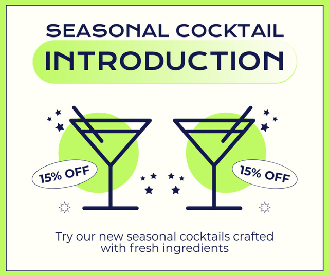 Designvorlage Discount on New Season Craft Cocktails für Facebook