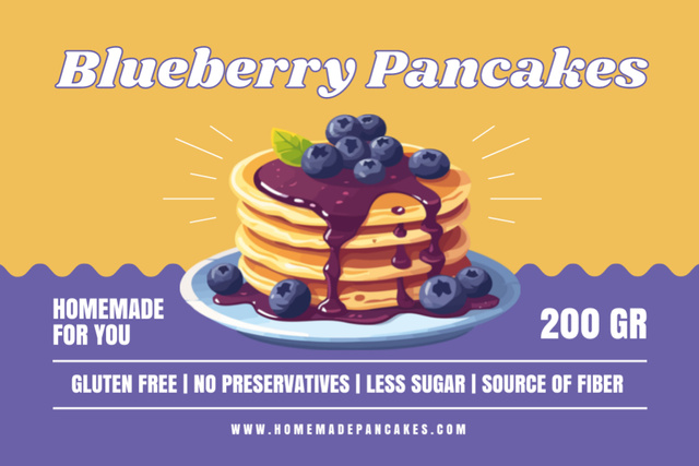 Designvorlage Blueberry Pancakes Retail für Label
