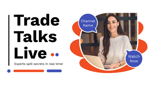 Live Trade Talks with Attractive Young Woman Youtube Thumbnail Design Template