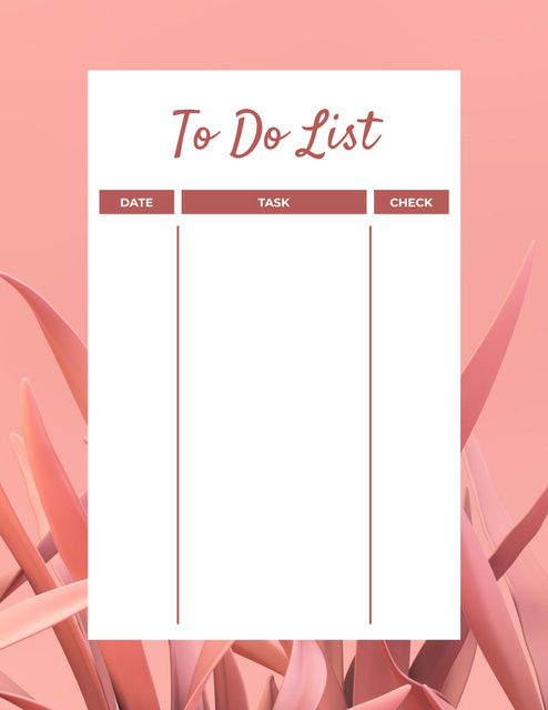 Platilla de diseño Pink to Do List with Abstract Leaves Notepad 8.5x11in