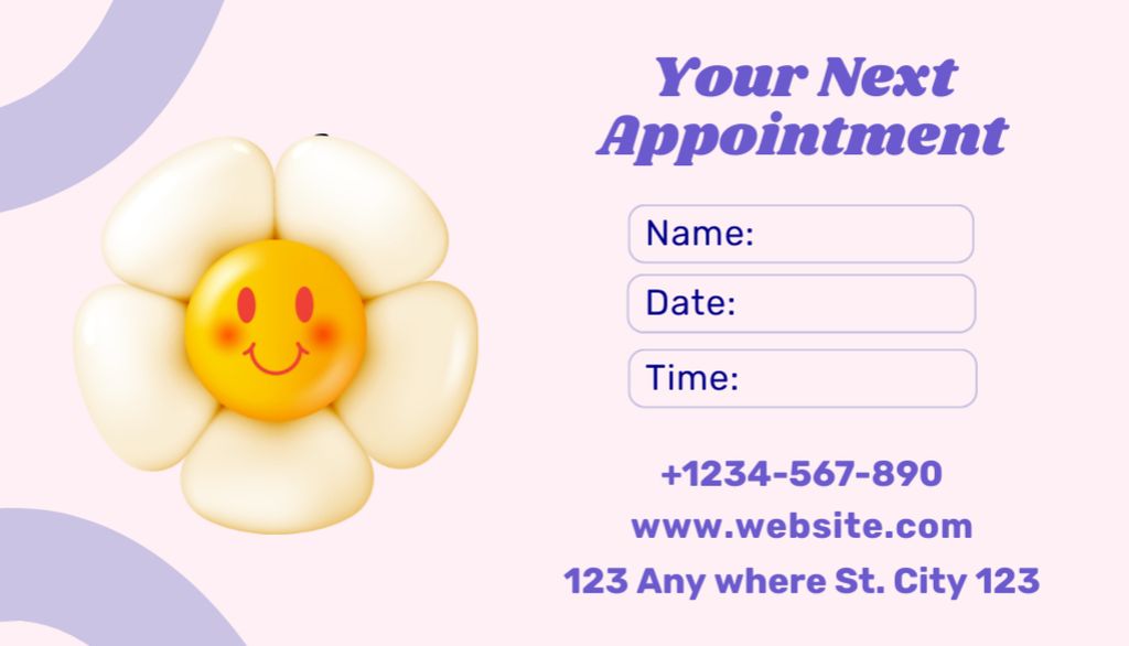 Learning Center Appointment Reminder on Purple Business Card US Design Template