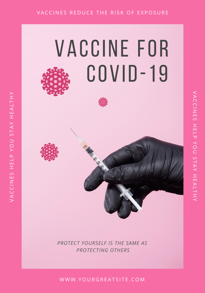 Designvorlage Vaccine for COVID-19 pink background für Poster 28x40in