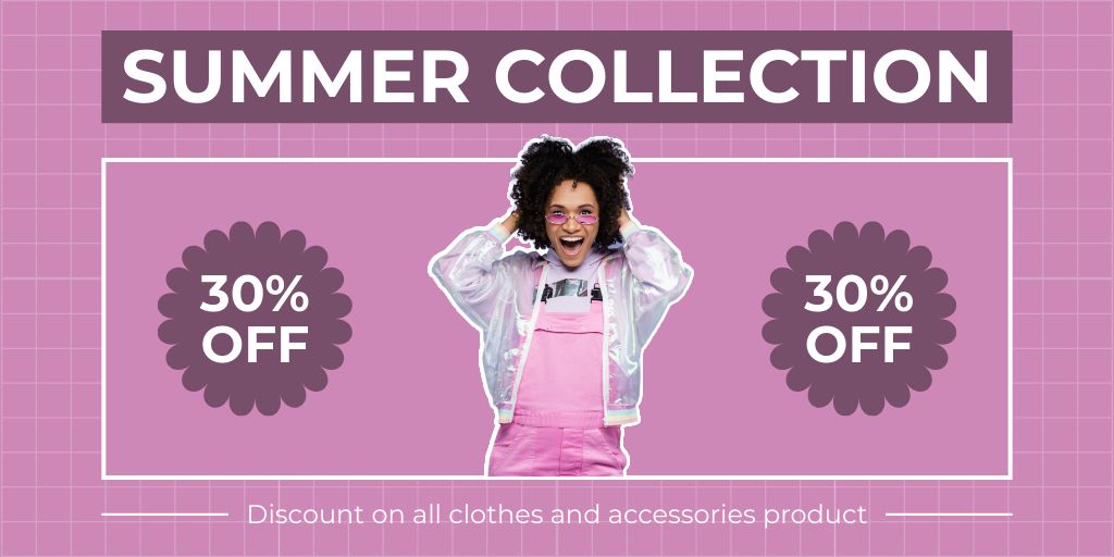 Summer Collection Sale Ad on Purple Twitter Design Template
