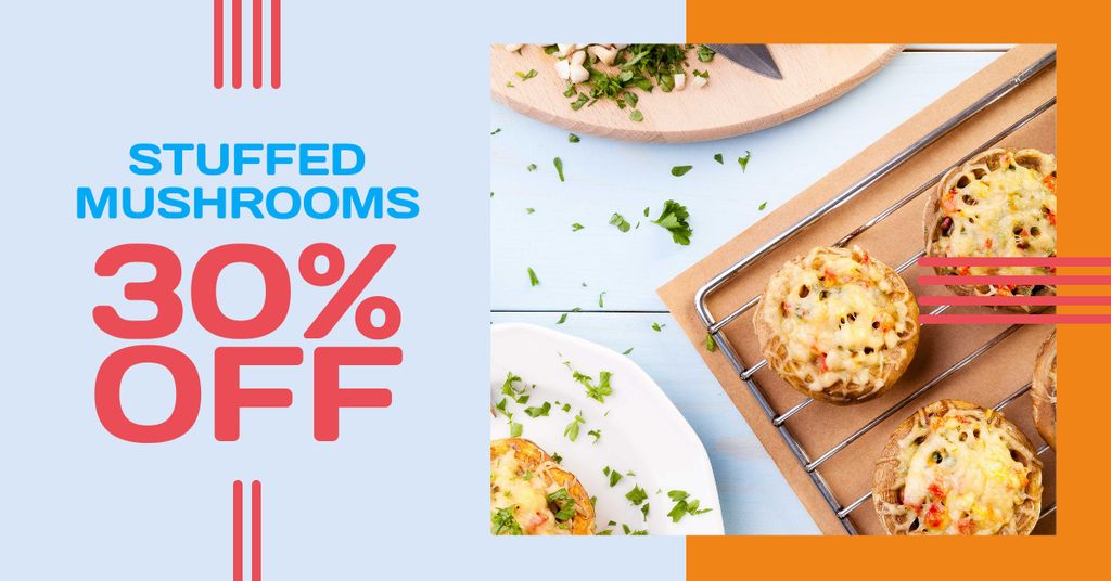 Ontwerpsjabloon van Facebook AD van Stuffed Mushroom dish offer