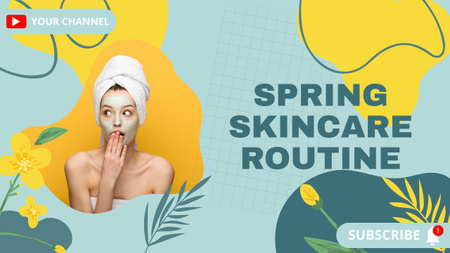 Description of Spring Daily Skin Care for Women Youtube Thumbnail Design Template