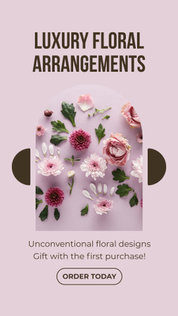 Plantilla de diseño de arreglos florales Instagram Story 