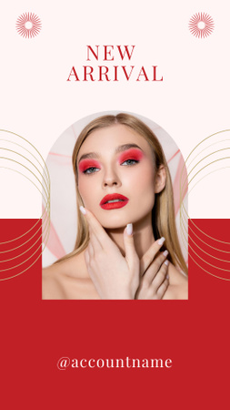 Mulher com maquiagem vermelha brilhante Instagram Story Modelo de Design