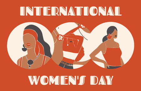 Ontwerpsjabloon van Thank You Card 5.5x8.5in van Illustratie van stijlvolle vrouw op internationale Vrouwendag groet lay-out