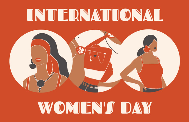 Illustration of Stylish Woman on International Women's Day Greeting Layout Thank You Card 5.5x8.5in Šablona návrhu