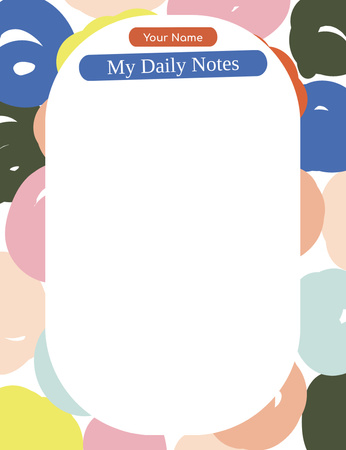Daily Planner with Abstract Colorful Blots Notepad 107x139mm Design Template