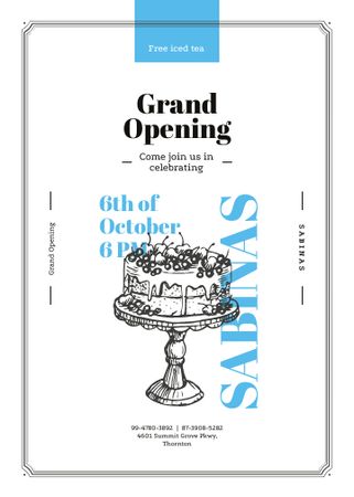 Delicious cake with berries for Cafe opening Invitation Design Template