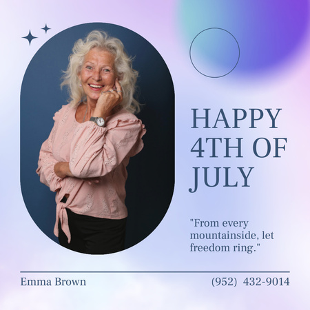 Platilla de diseño USA Independence Day Celebration Announcement with Happy Old Woman Instagram