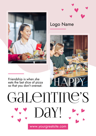 Friends on Galentine's Day Breakfast Poster Design Template
