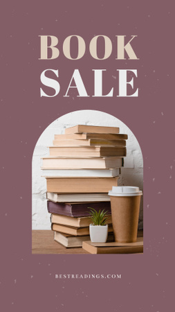 Books Sale Announcement with Coffee Cup Instagram Story – шаблон для дизайну