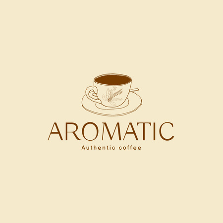 Coffee House Emblem with Cup of Aromatic Coffee Logo Design Template