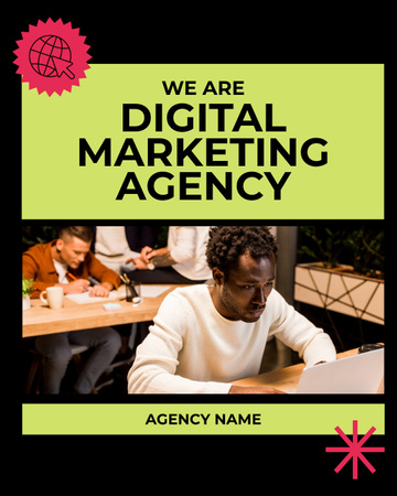 Modèle de visuel Services d'agence de marketing numérique avec un homme afro-américain - Instagram Post Vertical