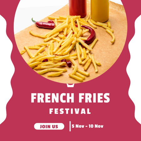Ontwerpsjabloon van Instagram van Aankondiging van het Franse Frietjesfestival