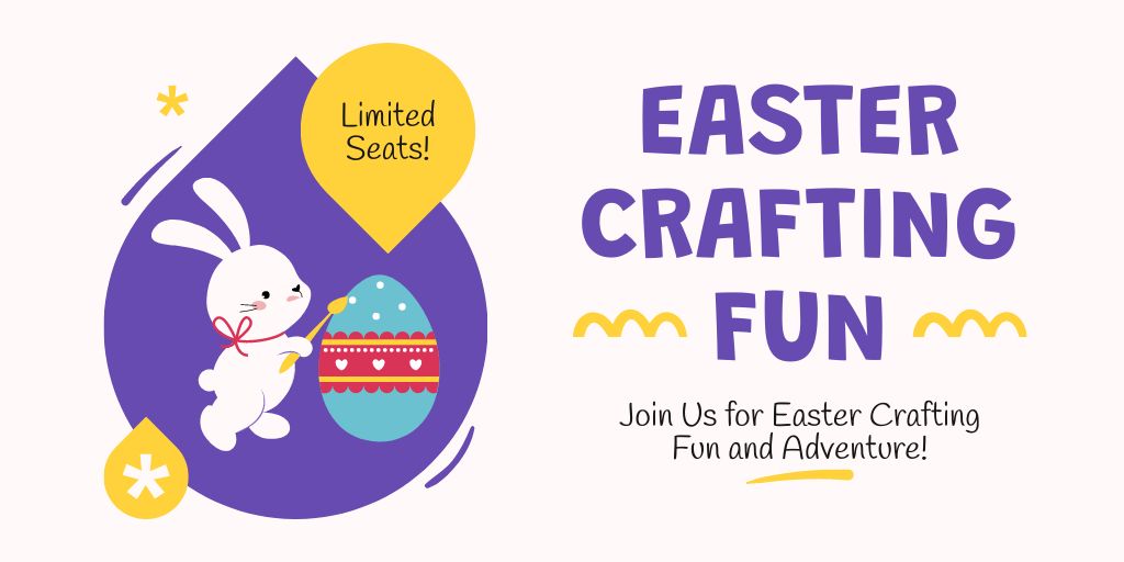 Plantilla de diseño de Easter Crafting Classes Ad with Cute Bunny Twitter 