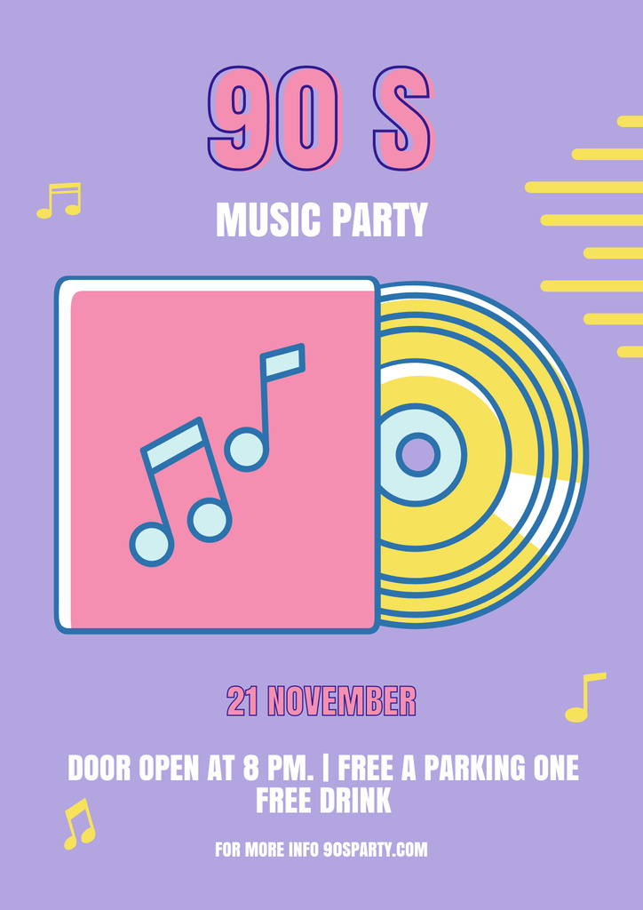 Szablon projektu Music Party Announcement with Vinyl Poster