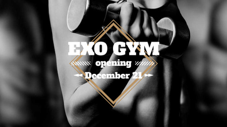 Gym Opening Announcement with Athlete FB event cover Design Template