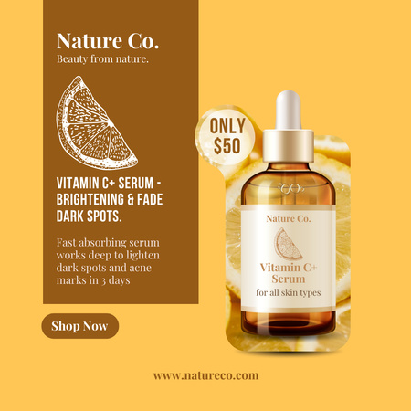 New Skincare Serum Ad with Vitamin C Instagram Design Template