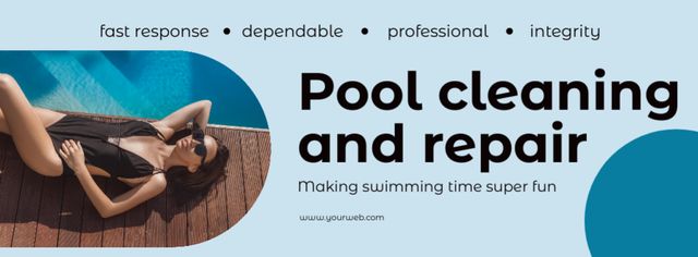 Designvorlage Offer Discounts on Pool Repair and Cleaning Services für Facebook cover