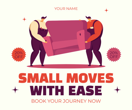 Ad of Moving Services with Men carrying Furniture Facebook Design Template