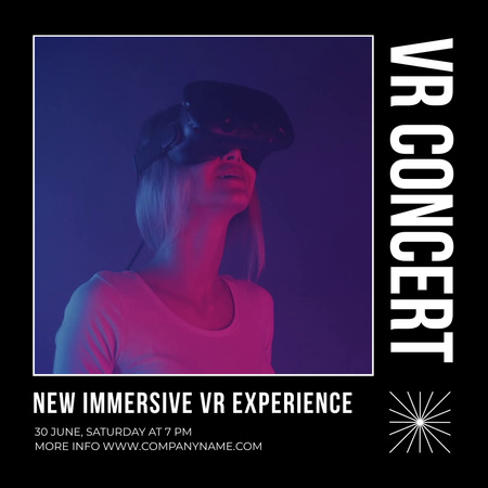 Woman in Virtual Reality Glasses Animated Post Design Template