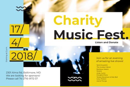 Ontwerpsjabloon van Gift Certificate van Charity Music Fest Announcement