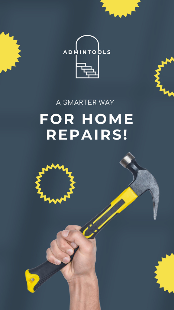 Home Repair Services Offer with Grey Hammer Instagram Story Πρότυπο σχεδίασης