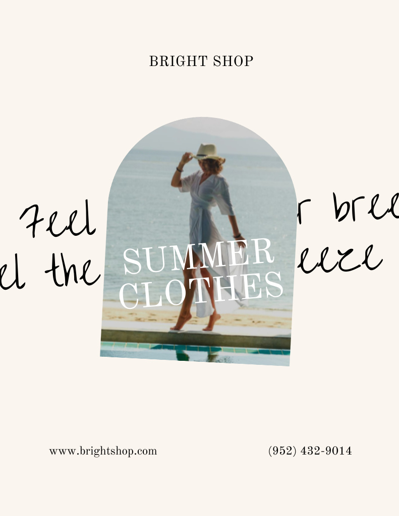 Summer Beach Clothes Sale Ad on Beige Poster 8.5x11in Design Template