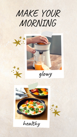 Designvorlage Making Healthy Breakfast für Instagram Story