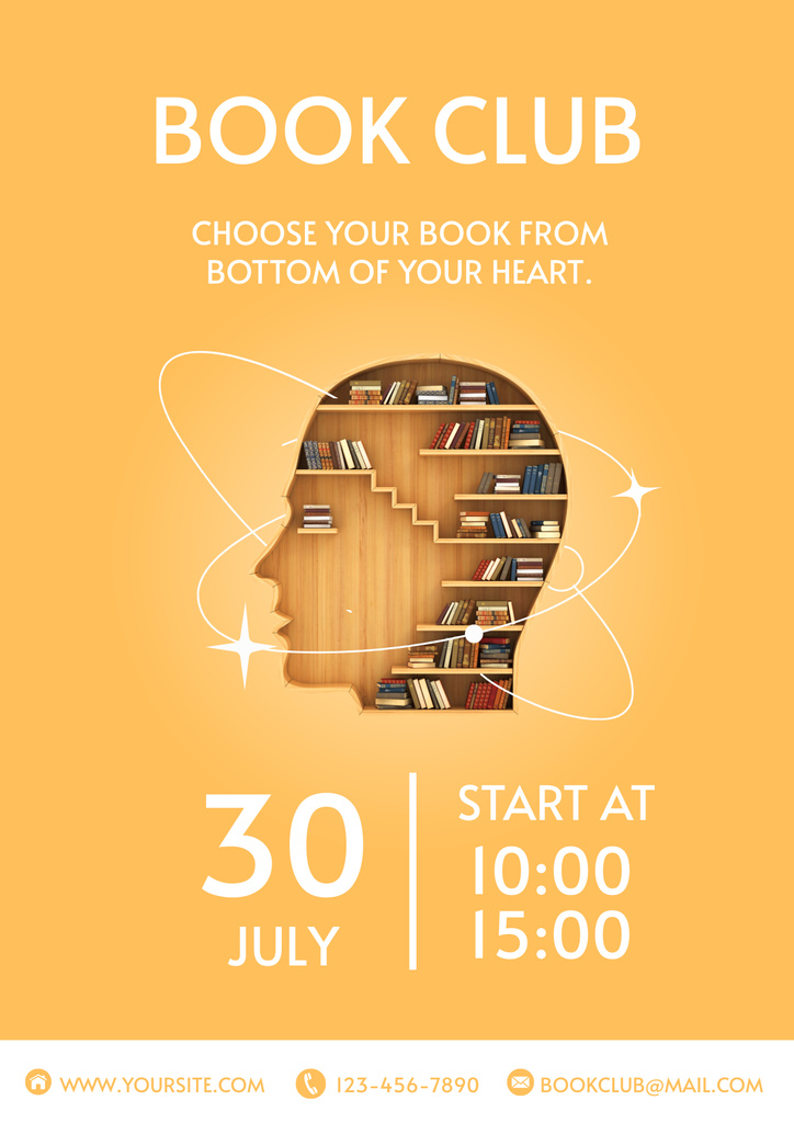 Book Club Invitation on Yellow Poster Tasarım Şablonu