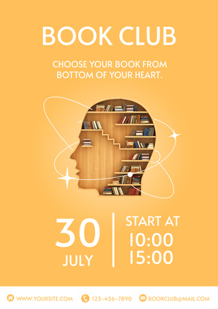Könyvklub-meghívó a sárgán Poster tervezősablon