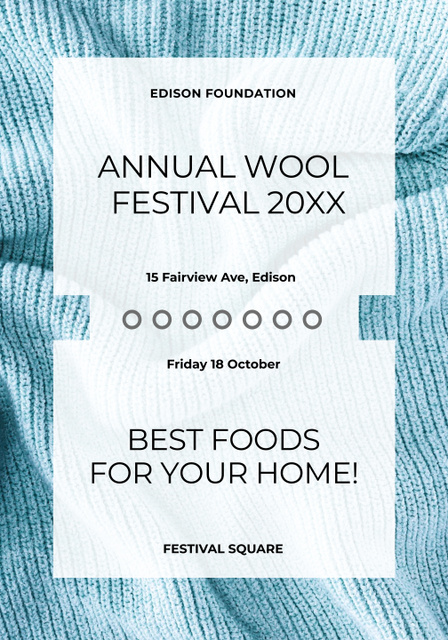 Annual Wool Festival Event Promotion With Wool Texture Poster 28x40in Design Template