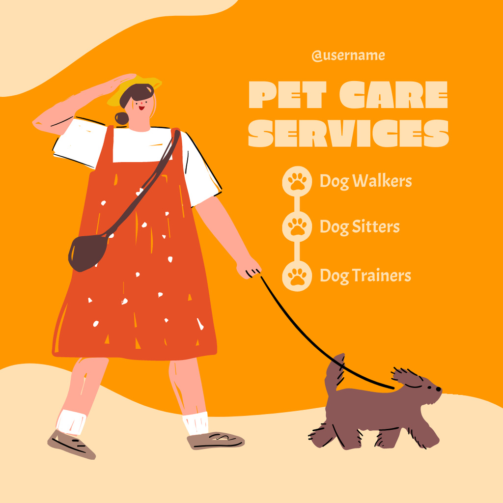 Pet Care Services With Dog Trainers And Sitters Instagram Modelo de Design