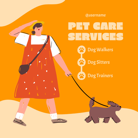 Pet Care Services With Dog Trainers And Sitters Instagram Design Template