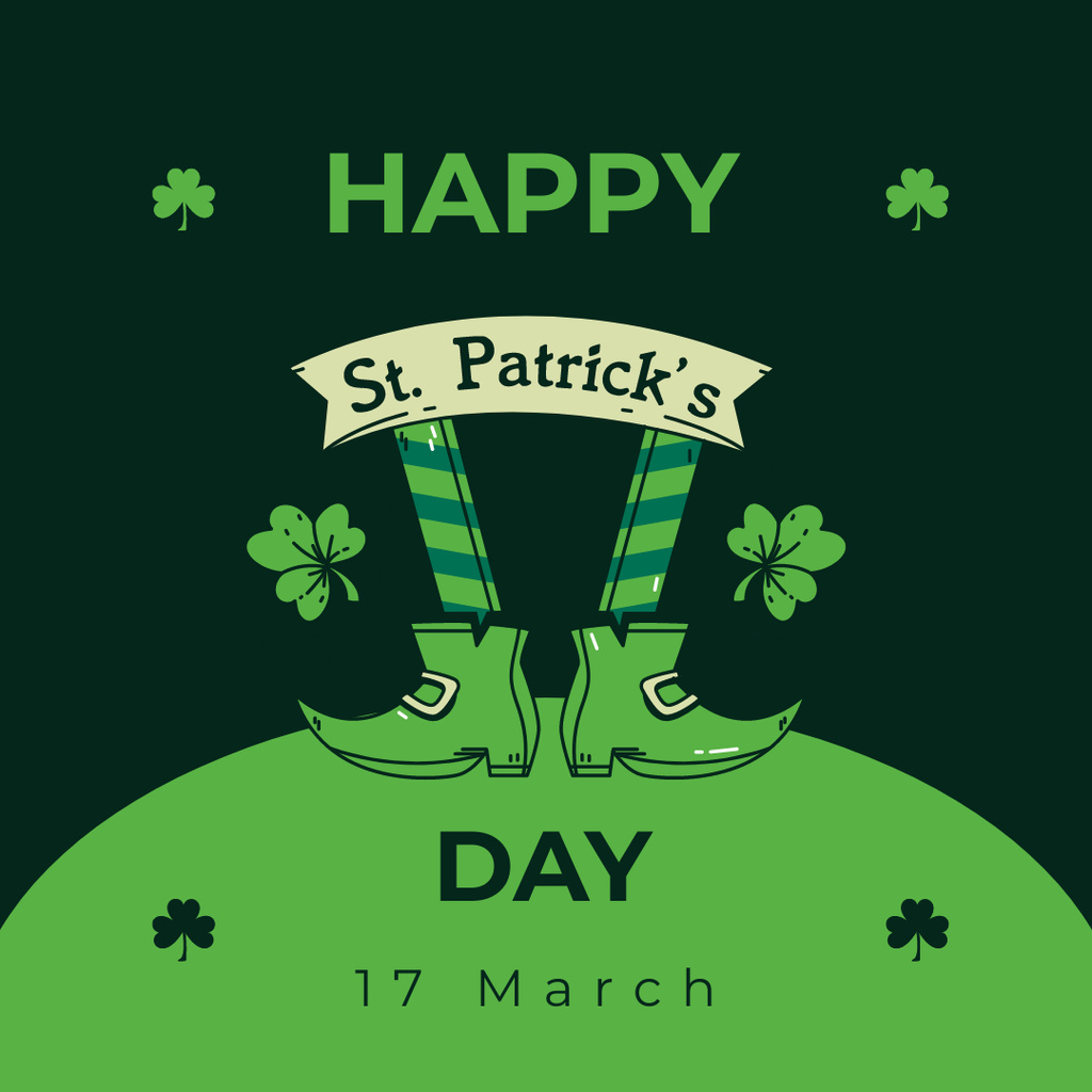 Celebration of St. Patrick's Day Ad on Green Instagramデザインテンプレート