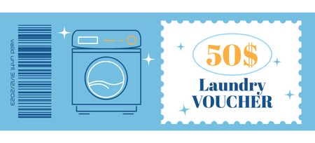 Gift Voucher Offer for Laundry Service Coupon 3.75x8.25in Design Template