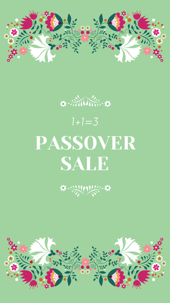 Passover Sale Announcement with Flowers Illustration Instagram Story Πρότυπο σχεδίασης