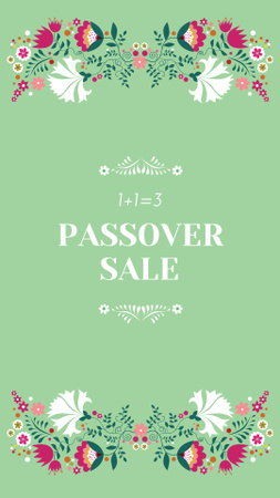 Passover Sale Announcement with Flowers Illustration Instagram Story Design Template
