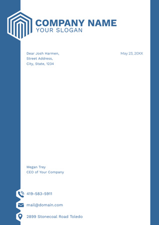 Empty Blank with Contacts Letterhead Design Template