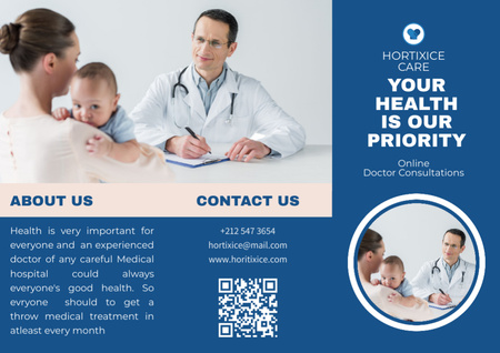 Woman with Baby on Doctor's Visit Brochure Design Template