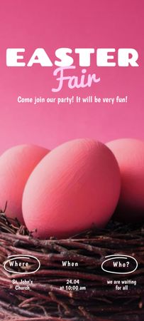 Easter Fair Announcement on Pink Invitation 9.5x21cm Design Template